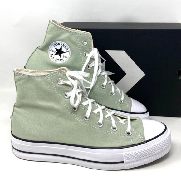 Converse Shoes - Converse Ctas Lift Platform Women's Sneakers Canvas Light Green High Top A03541C